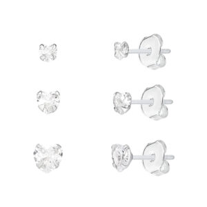 Trio de Ponto de Luz de Coração em Prata 925